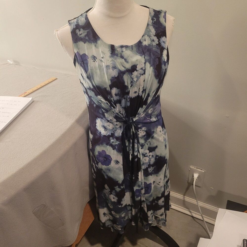 Simply Vera Wang Watercolor Blue Rose Poppy ELEGANT Dress Size M